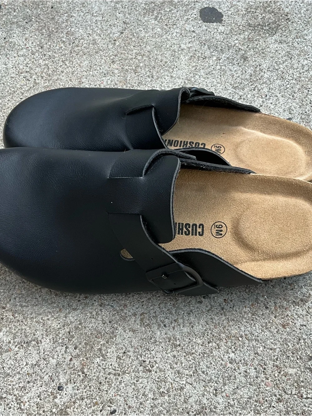 Men's Black Cushioned Slip-On Clog with Adjustable Buckle